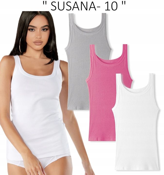 3x Top Bluzka Koszulka Elastyczna Prążkowana #2xl