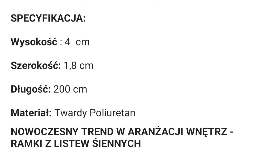 Listwy sztukateria gruba _ 20 sztuk po 2 m_ Nowoczesny styl