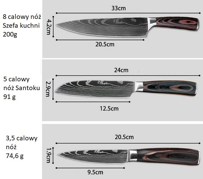 Noże kuchenne- stal damasceńska