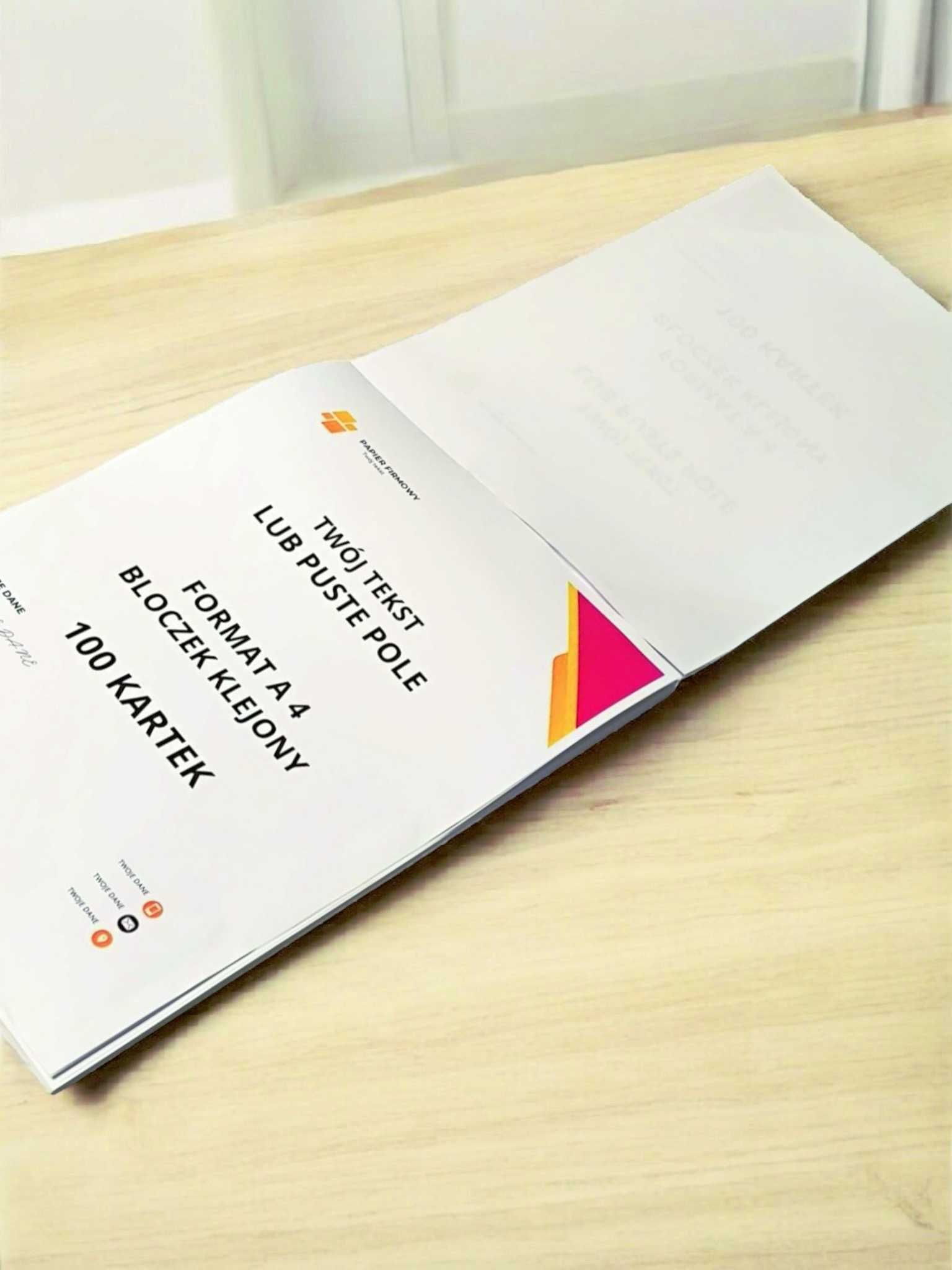 Notes - Papier Firmowy . Bloczki klejone .Twoje Logo druk