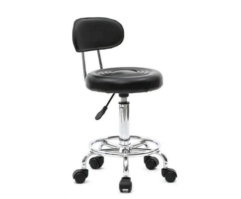 Круглое кресло со спинкой на колесиках / Стул табурет для мастера