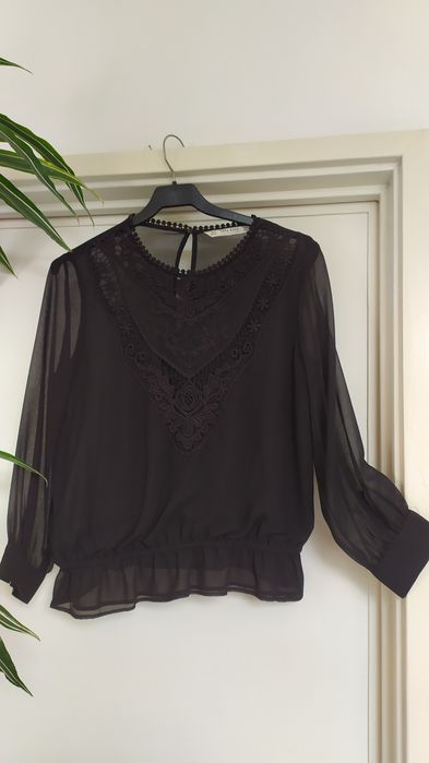 Blusa com renda, Zara, Tam. L
