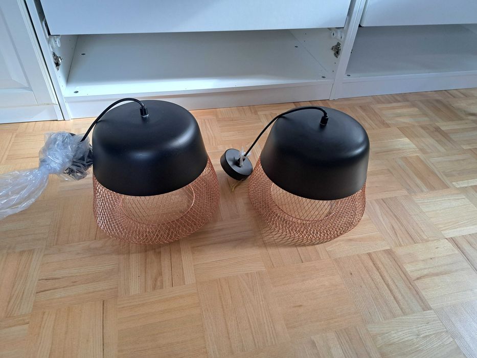 dwa żyrandole lampy sufitowe miedziane żyrandol miedziany czarny 2 szt