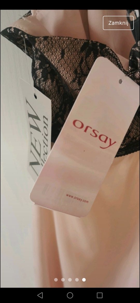 Piękna, brzoskwiniowa sukienka Orsay, długa wieczorowa S