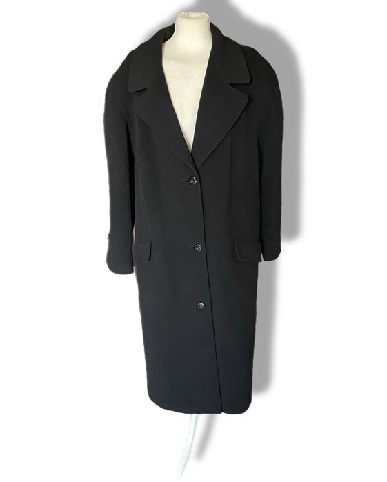 Plaszcz damski długi  klasyczny wełna 48 XXXXL czarny vintage