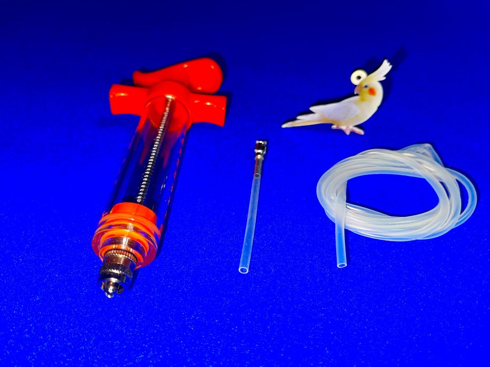 Seringas e ponteiras para aves de medio porte