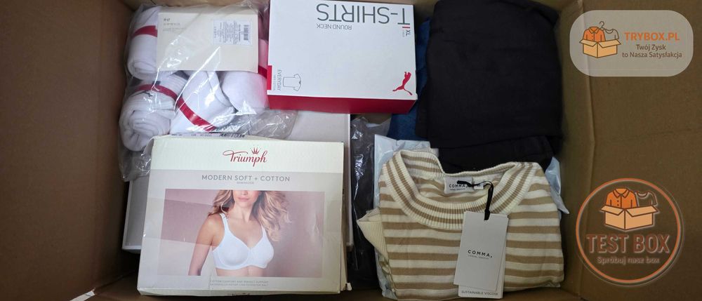 Box pełen markowych ubrań Guess, Nike, Hilfiger, Calvin Klein 90% NOWE