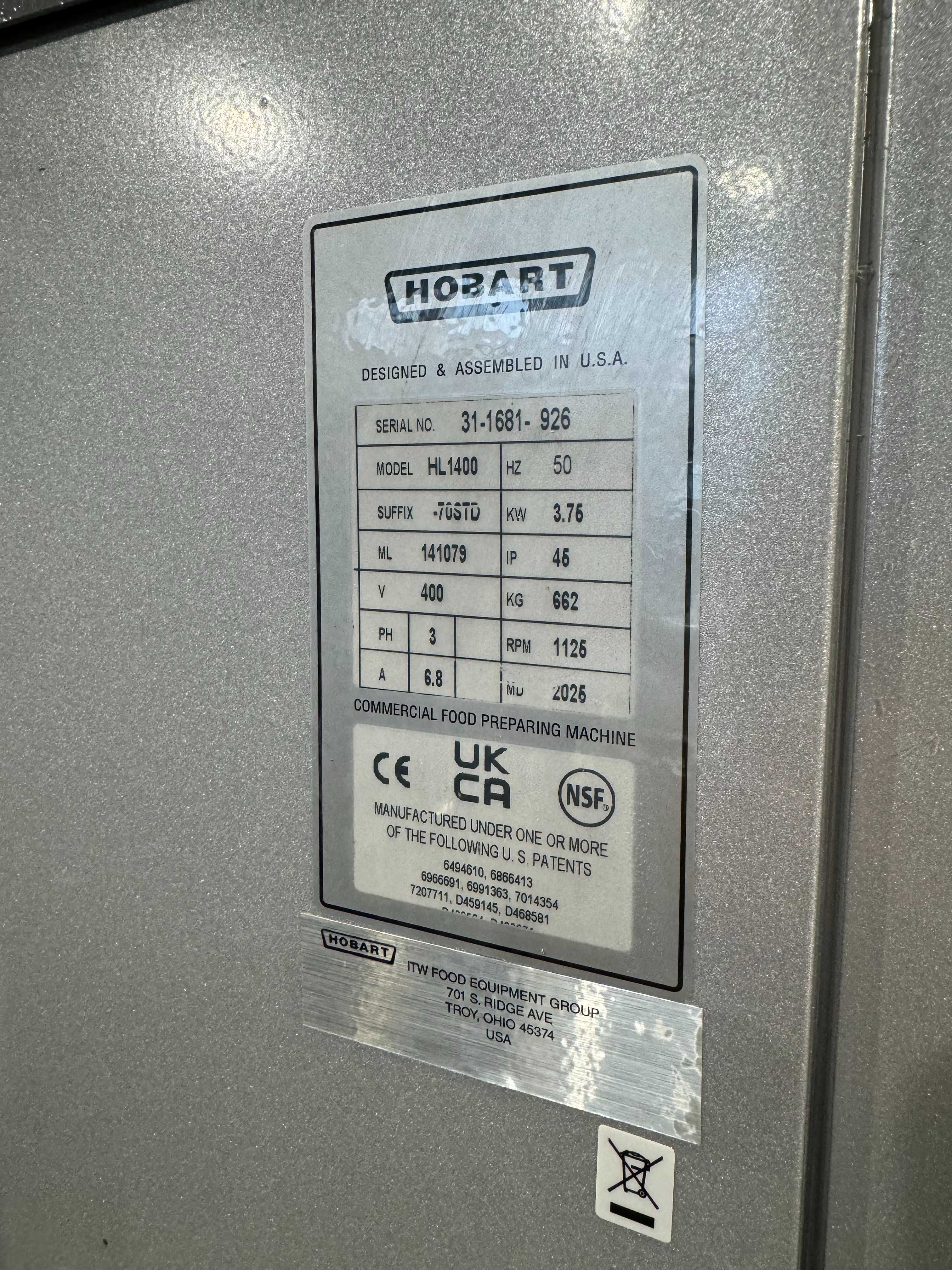 Mikser planetarny ubijaczka Hobart HL 1400