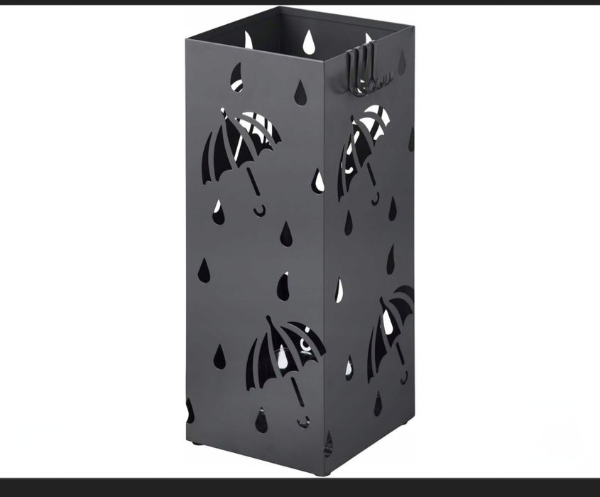 Stojak na parasole metalowy z 4 haczykami z ociekaczem 20 x 20 x 49 cm