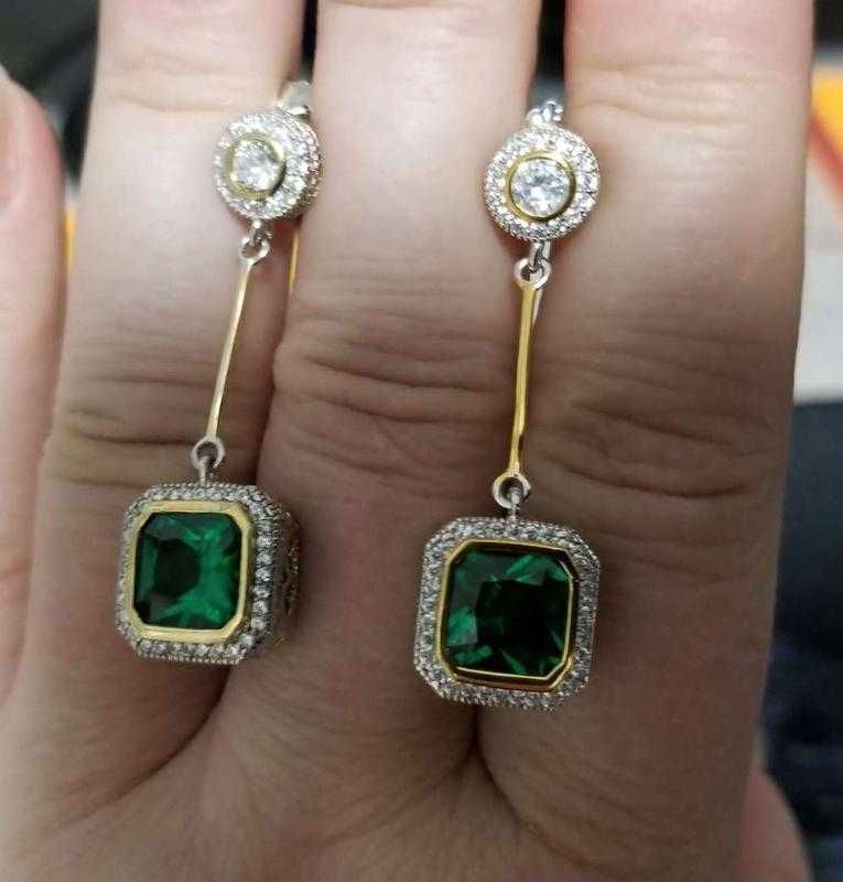 Серьги серебряные зеленые