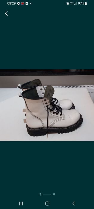 Skórzane glany Steady's białe trapery z metalową osłoną buty bhp