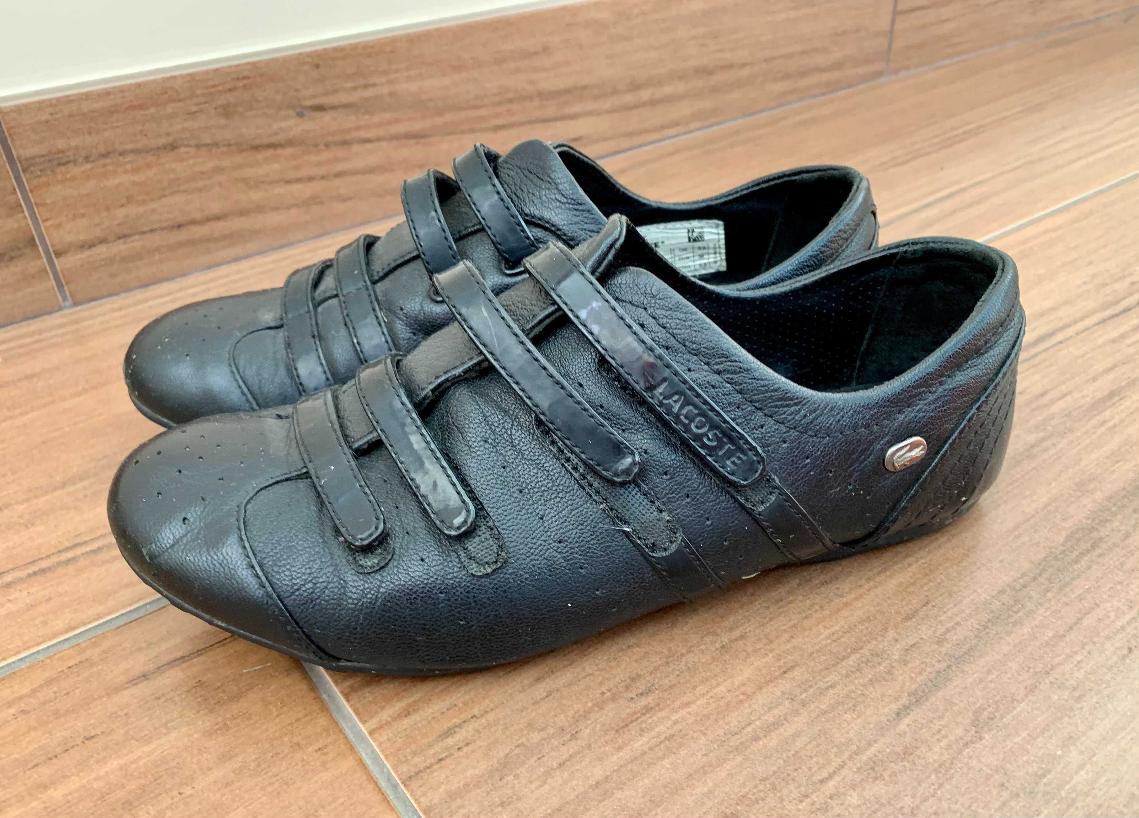 Кожаные спортивные туфли черные кроссовки lacoste оригинал