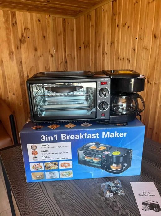 3в1 піч кавоварка електрична і сковорода мультіфункціональна