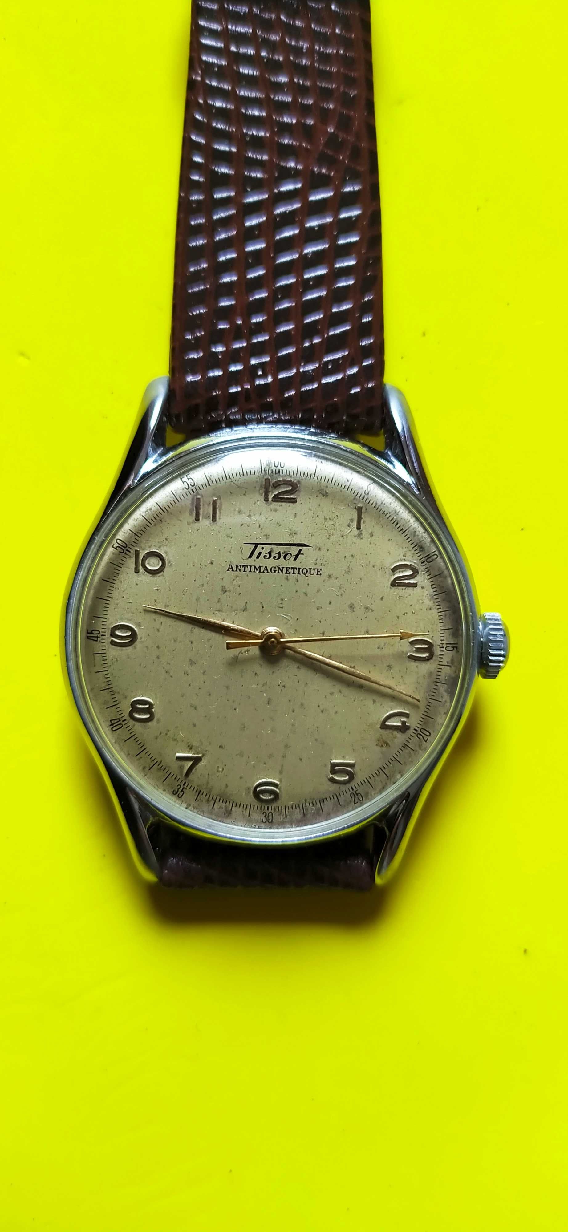 Duży Tissot cal.27B-21 w chromowanej kopercie 35 mm bez koronki