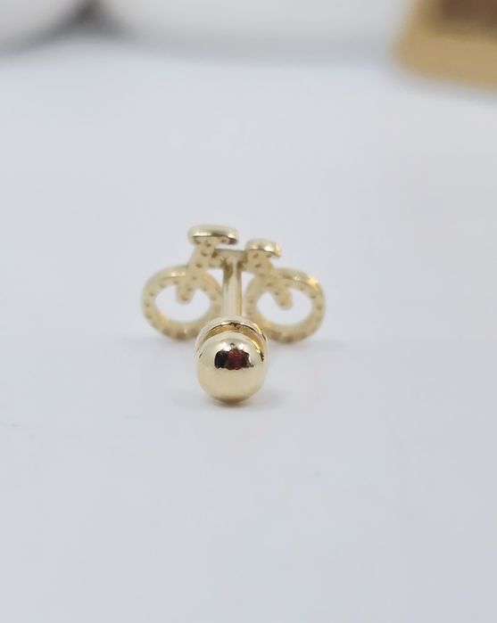 Złoty kolczyk piercing rower próba 585 14k