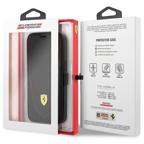 Futerał Ferrari Leather Curved Line do iPhone 13 Pro 6.1", Czarny