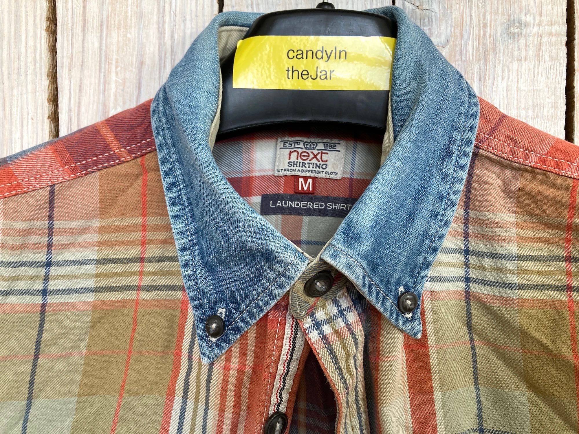 Męska koszula, NEXT, rozmiar M, Laundered Shirts, vintage, krata bawe