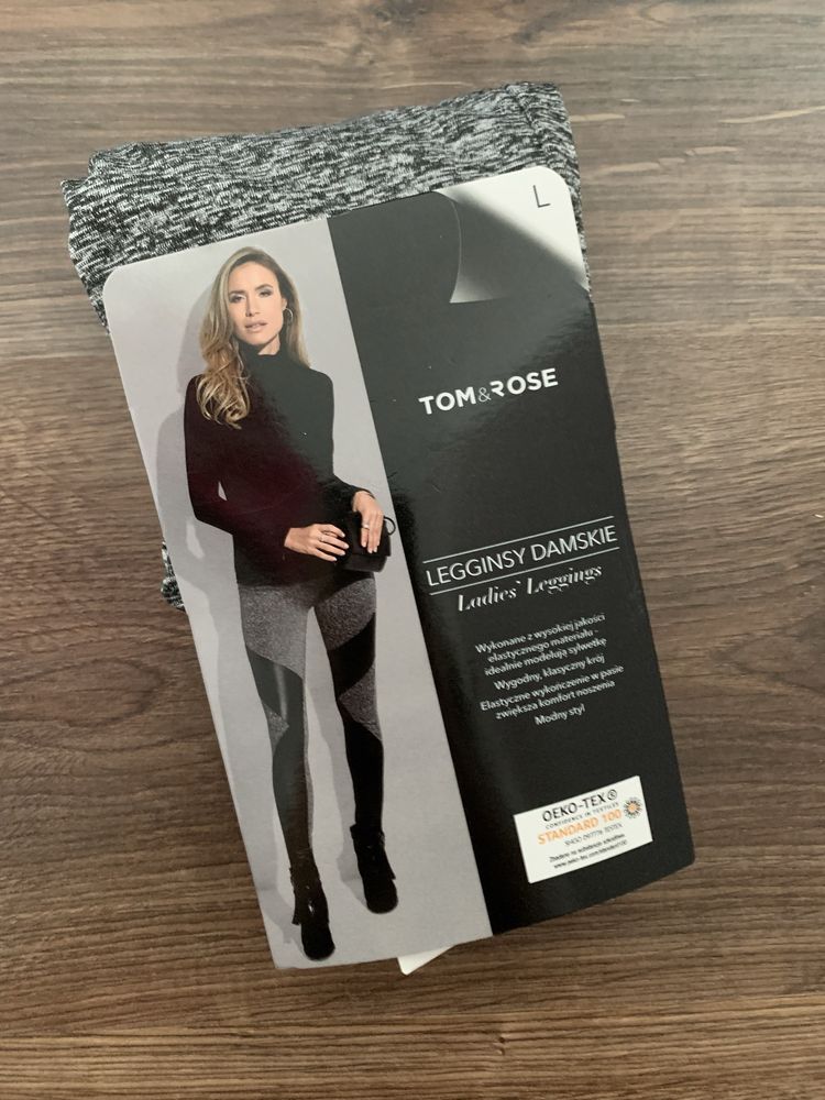 Nowe legginsy z przeszyciami a’la skórzanymi Tom&Rose L