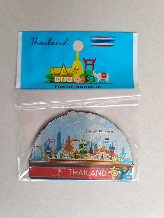 Magnes na lodówkę Bangkok Tajlandia, panorama miasta i tajskie symbole