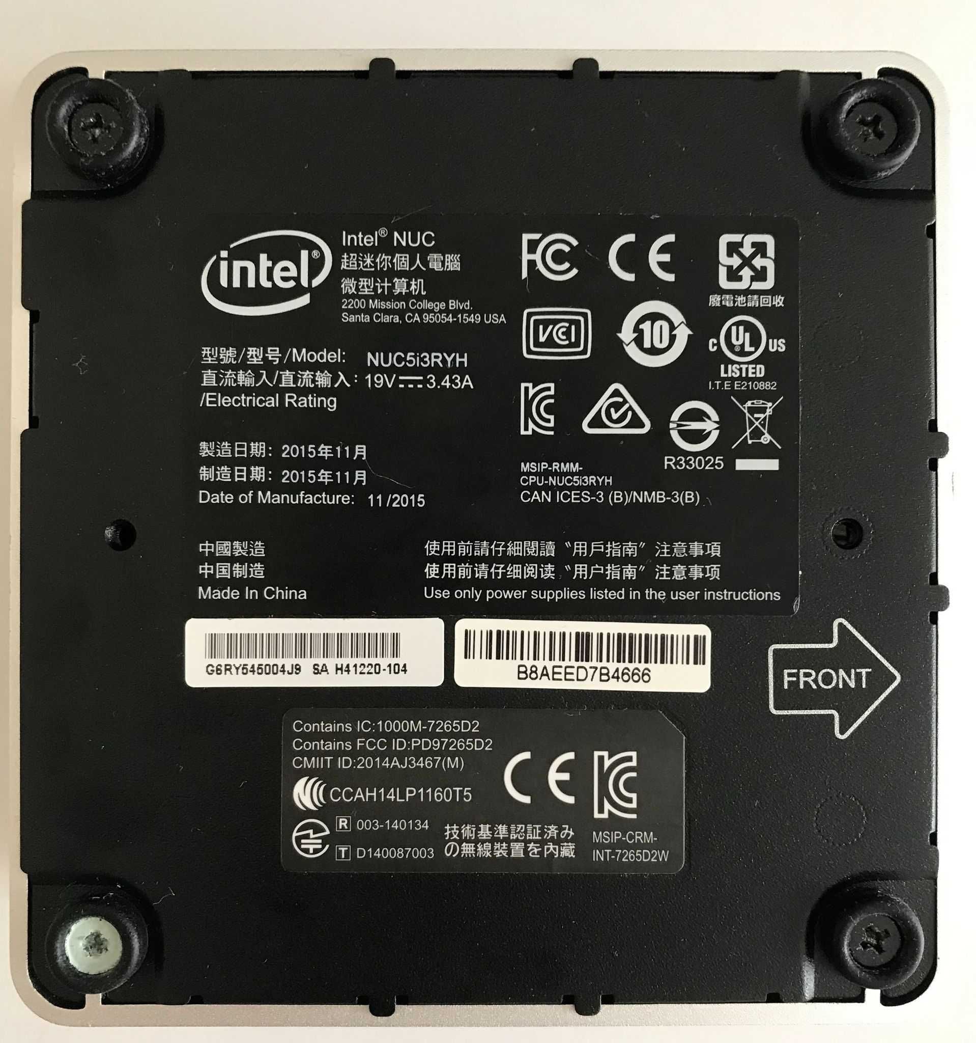 Міні-пк Intel i3-5010U 8gb DDR3 HDD 120Gb  NUC Kit NUC5i3RYH