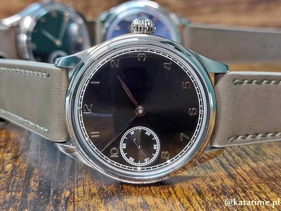 Męski zegarek mechaniczny granatowy czarny subsekunda NOWY SUPER!