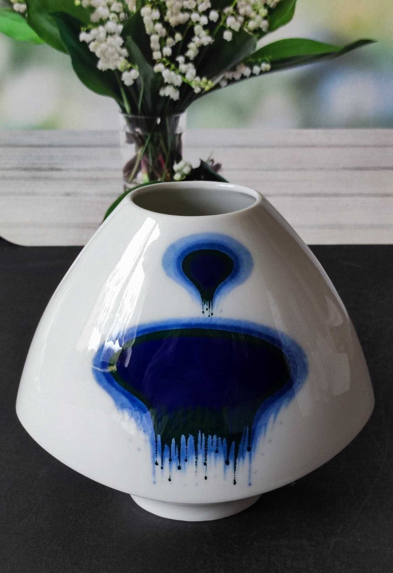 Kolekcjonerski wazon Space Age Op Art Design porcelana Furstenberg