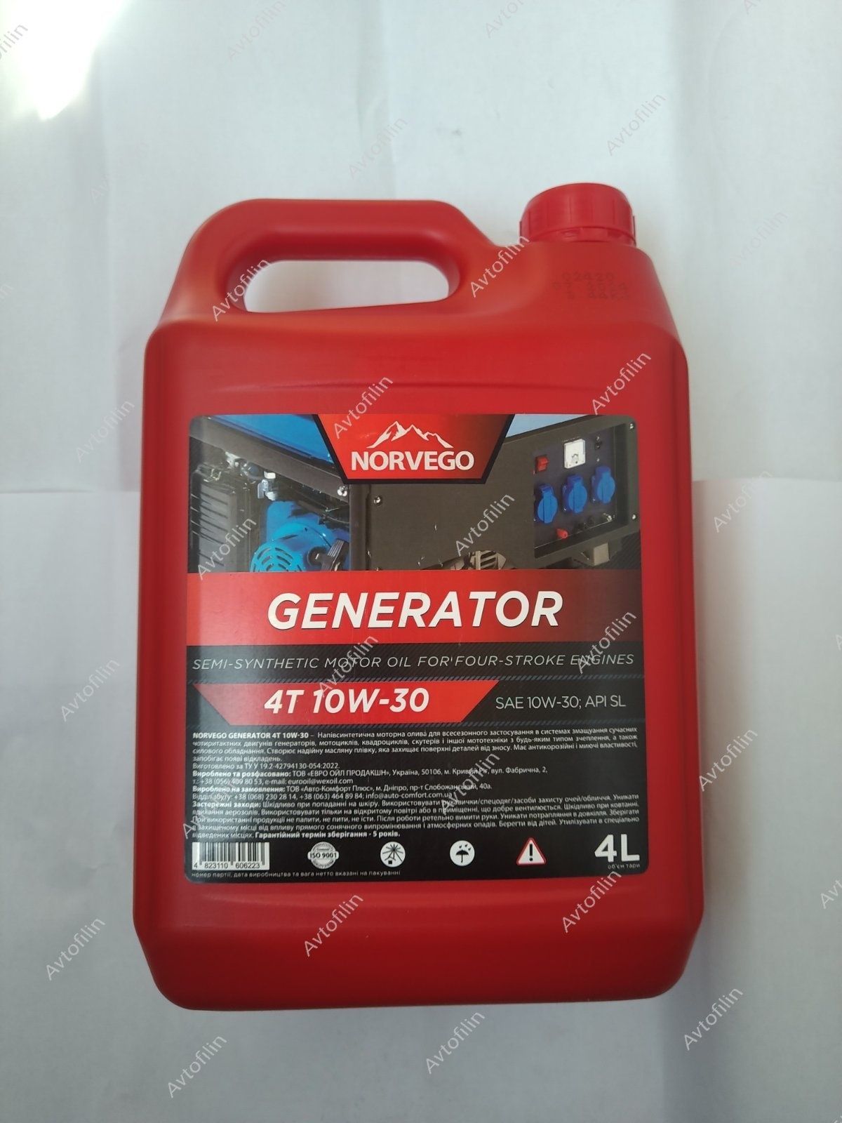 Масло для генератора Norvego Generator 4T 10w30 4л полусинтетичес
