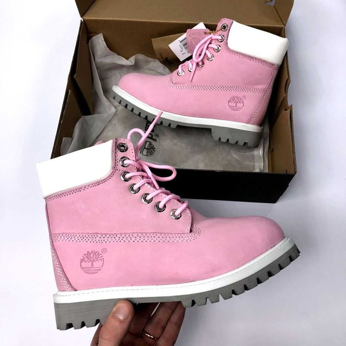 Жіночі черевики Timberland Pink з хутром 38 розмір