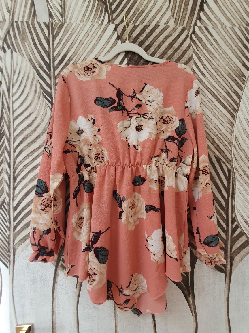 Mini sukienka pudrowy róż asymetryczna Shein XL 42