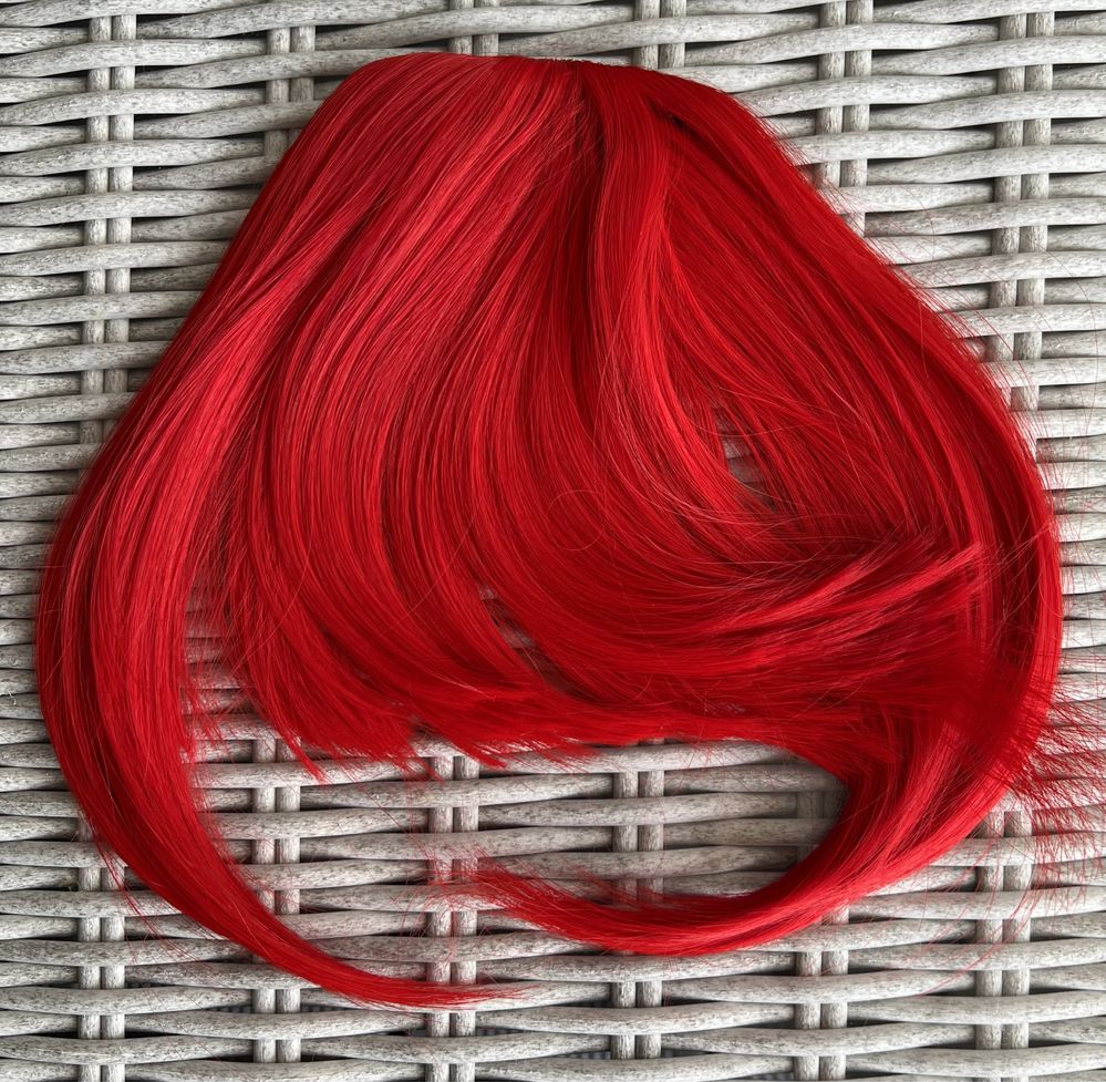 Włosy doczepiane, czerwony, grzywka