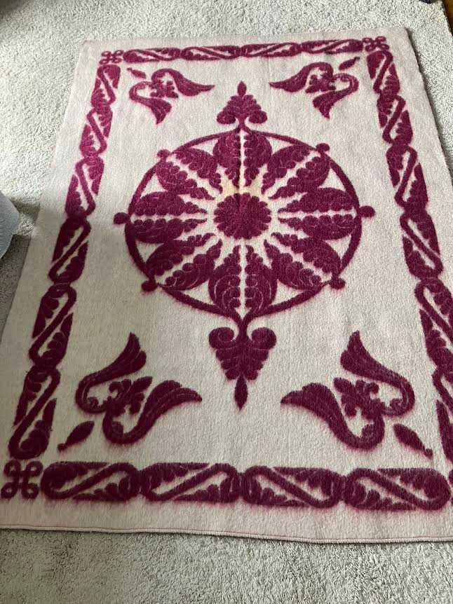 Gruby wełniany koc 100% wełna lata 70.  140x200 cm Cepelia?