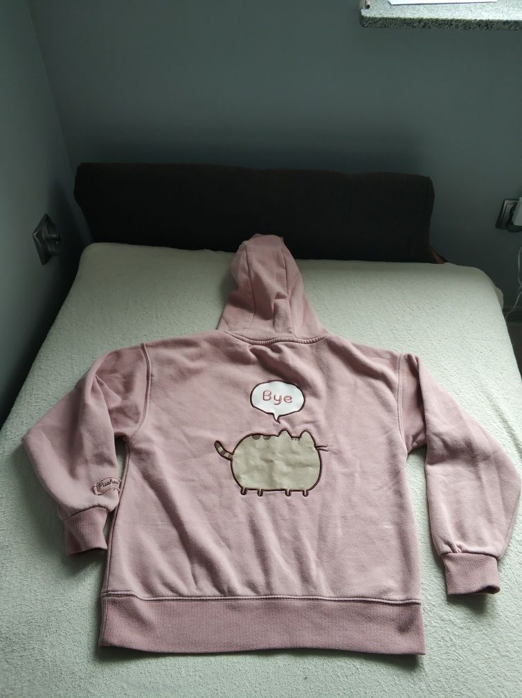 Pusheen różowa bluza z kapturem hoodie bez kieszeni kot kotek