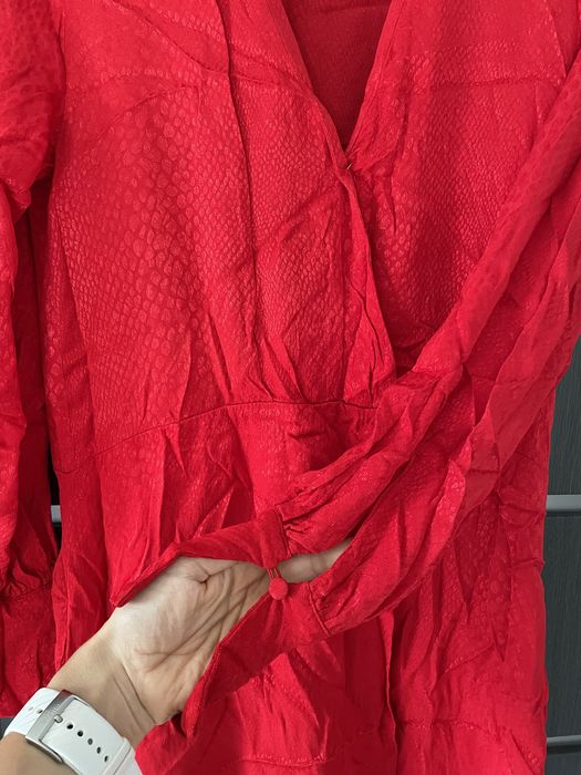 Sukienka swiateczna elegancka czerwona h&m 36