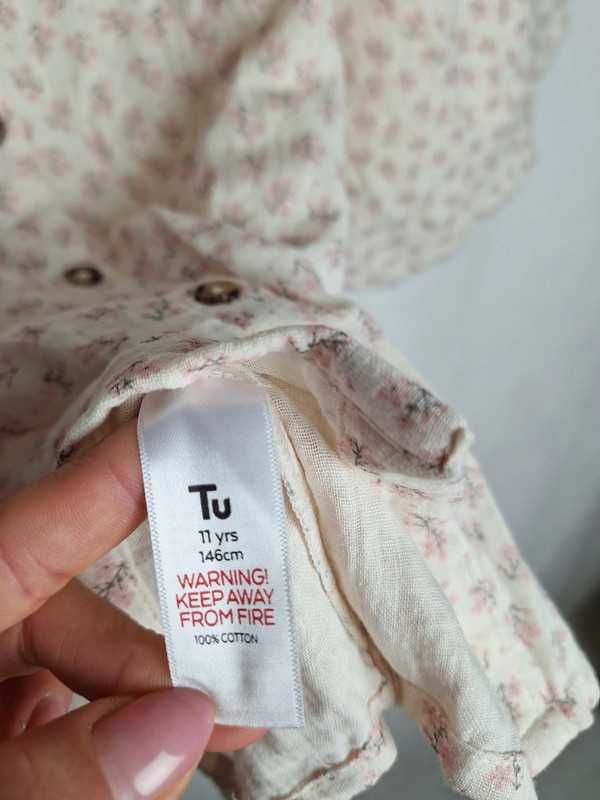 Kremowa bluzka boho bufiatse rękawki na dziewczynkę 11 lat 146cm