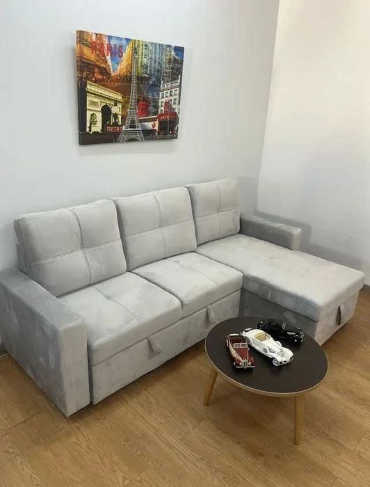 Sofá-cama em veludo - portes grátis