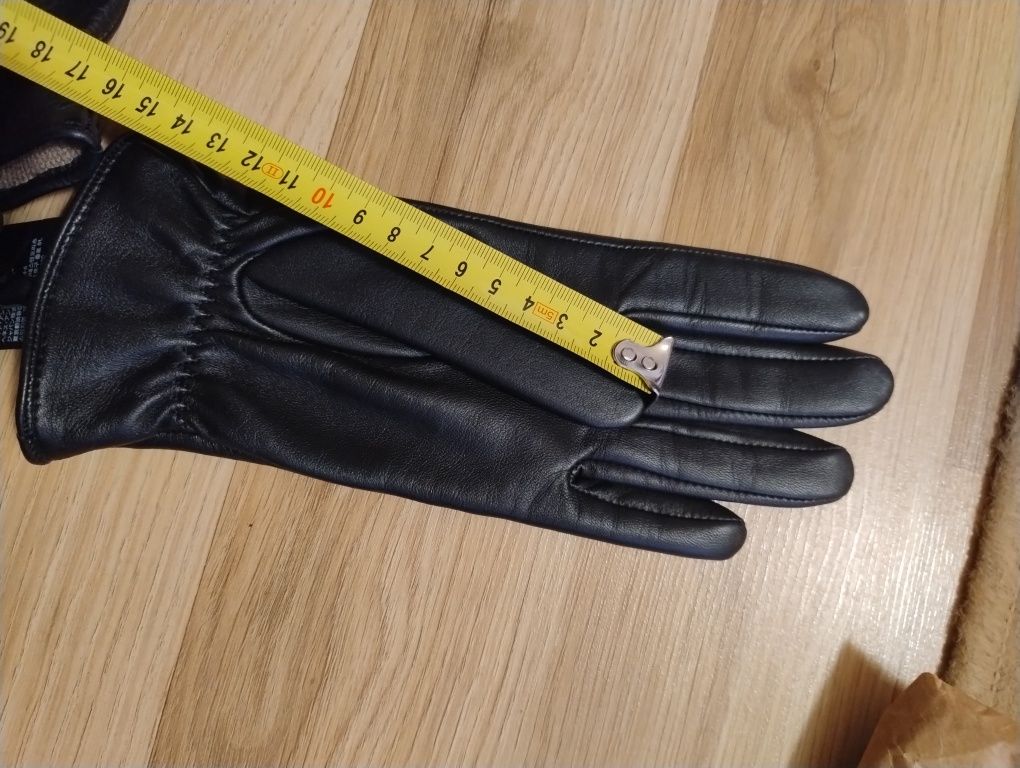 Nowe skórzane rękawiczki czarne damskie H&M rozm. S