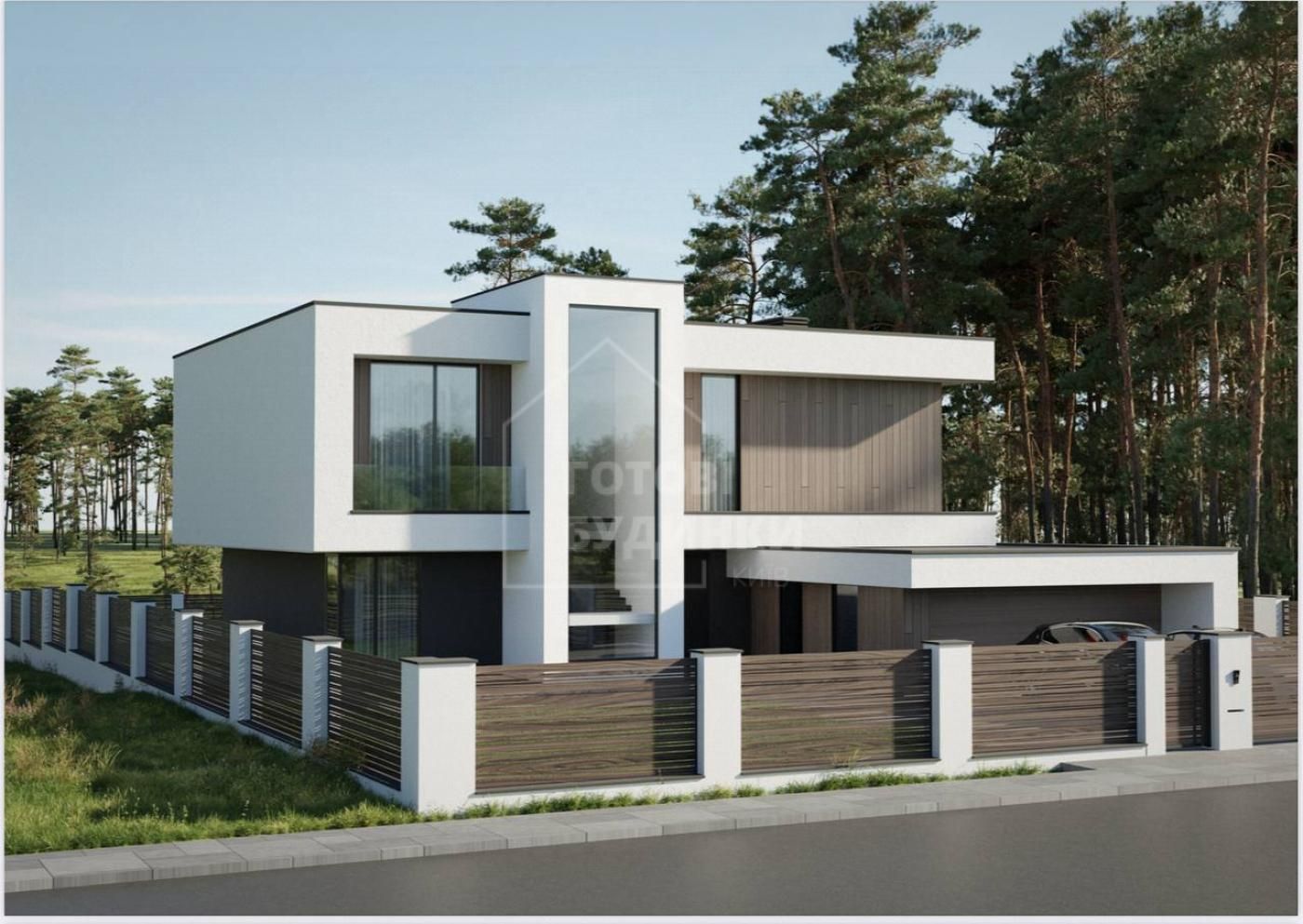 Сучасний будинок у стилі Hi-Tech з гаражем