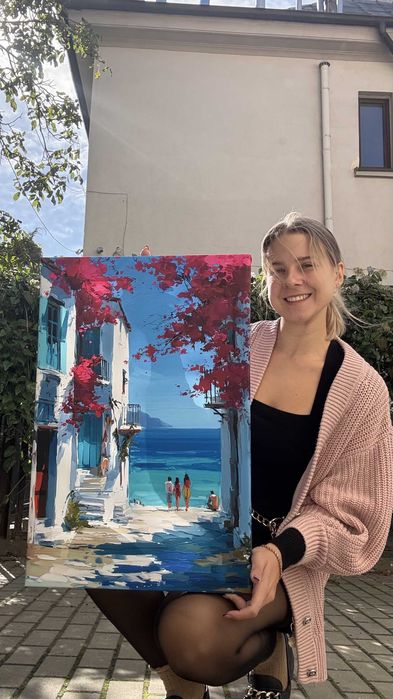 Obraz na płótnie z krajobrazem Śródziemnomorska uliczka 40x60