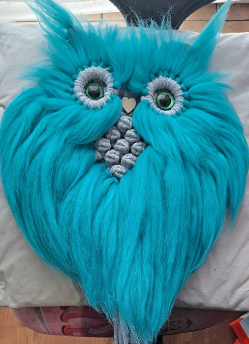 Sowa z macramy na ścianę