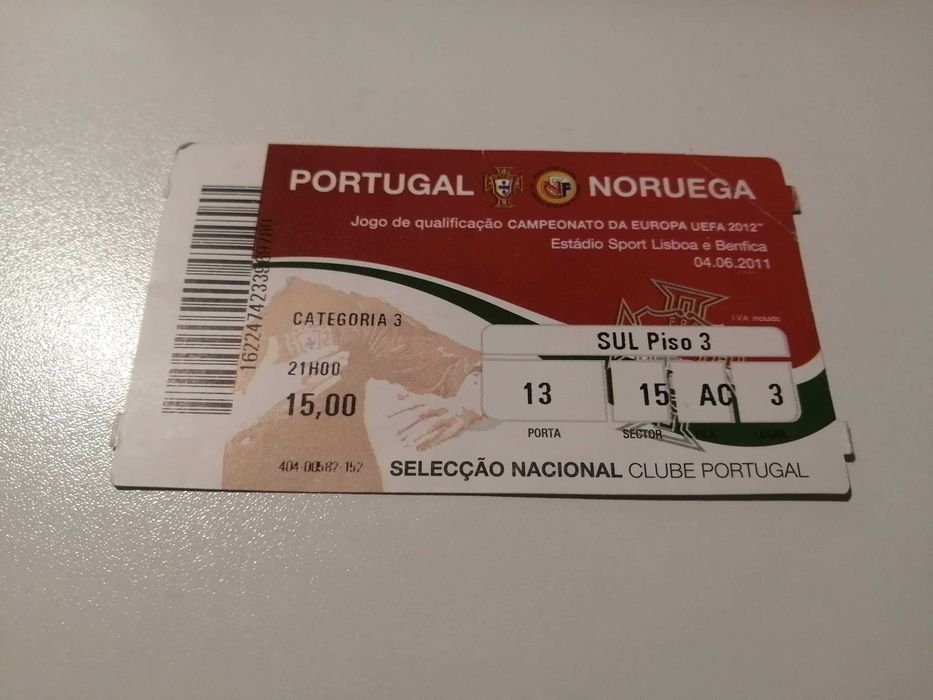 Bilhete Portugal - Noruega - Qualificação Euro 2012