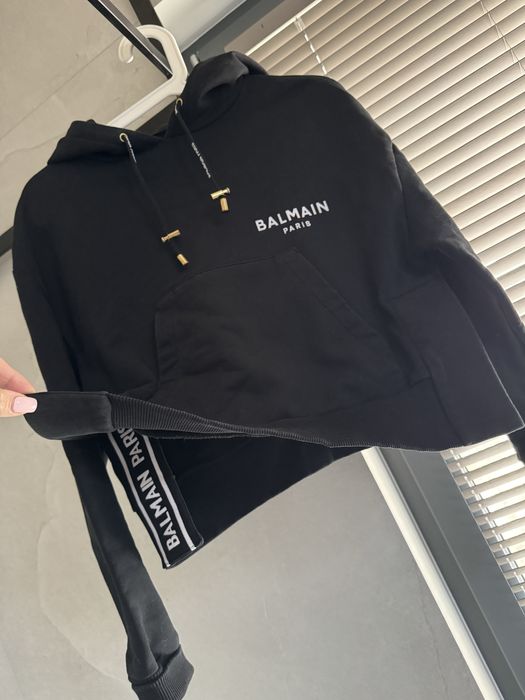 Balmain bluza czarna z kapturem oryginalna XS