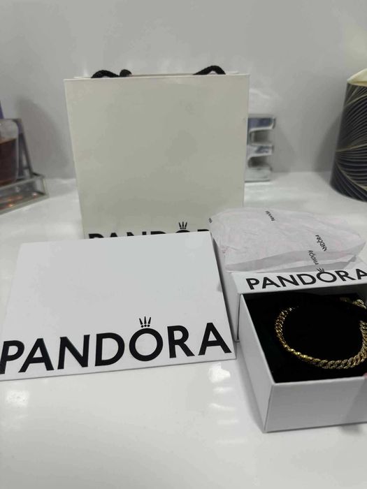 Złota Bransoletka PANDORA Pavé Kubańskie Ogniwa