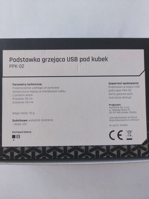 Podstawka grzejąca USB pod kubek podgrzewacz napojów zasilany port USB