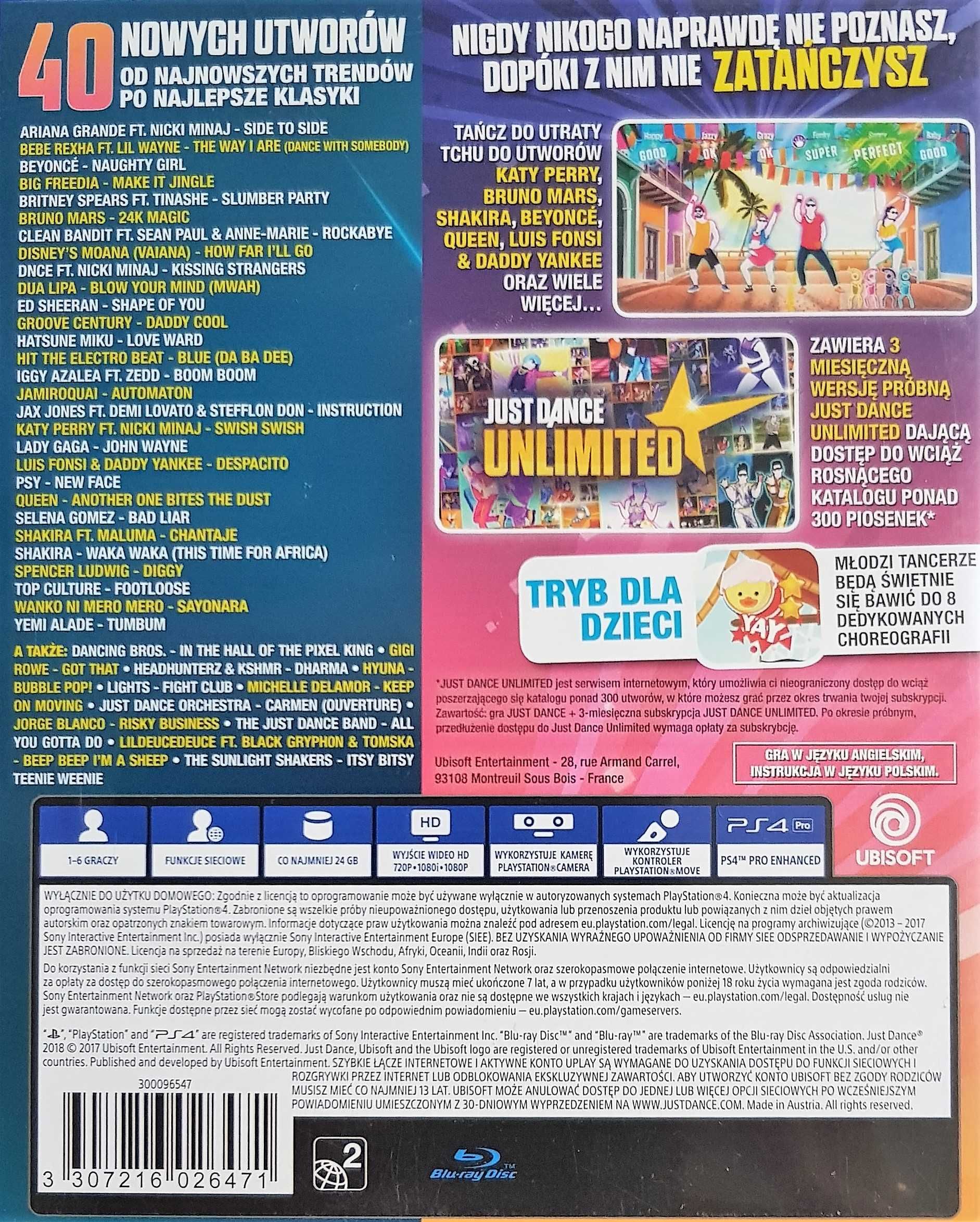 JUST DANCE 2018 Playstation 4 PS4 PS5 Sklep Multigames Kraków