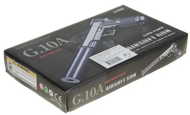 Іграшковий металевий пістолет Кольт 1911 з глушником Galaxy G10A