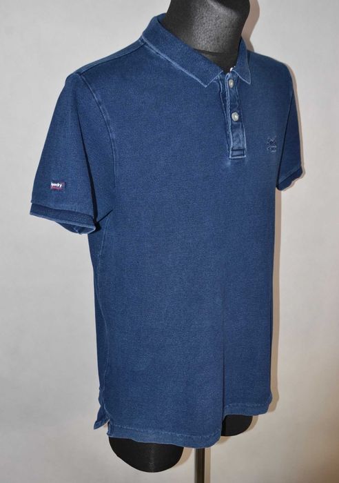 SUPERDRY Classic Indigo Polo Koszulka Męska XXL Oryginalna Super Stan