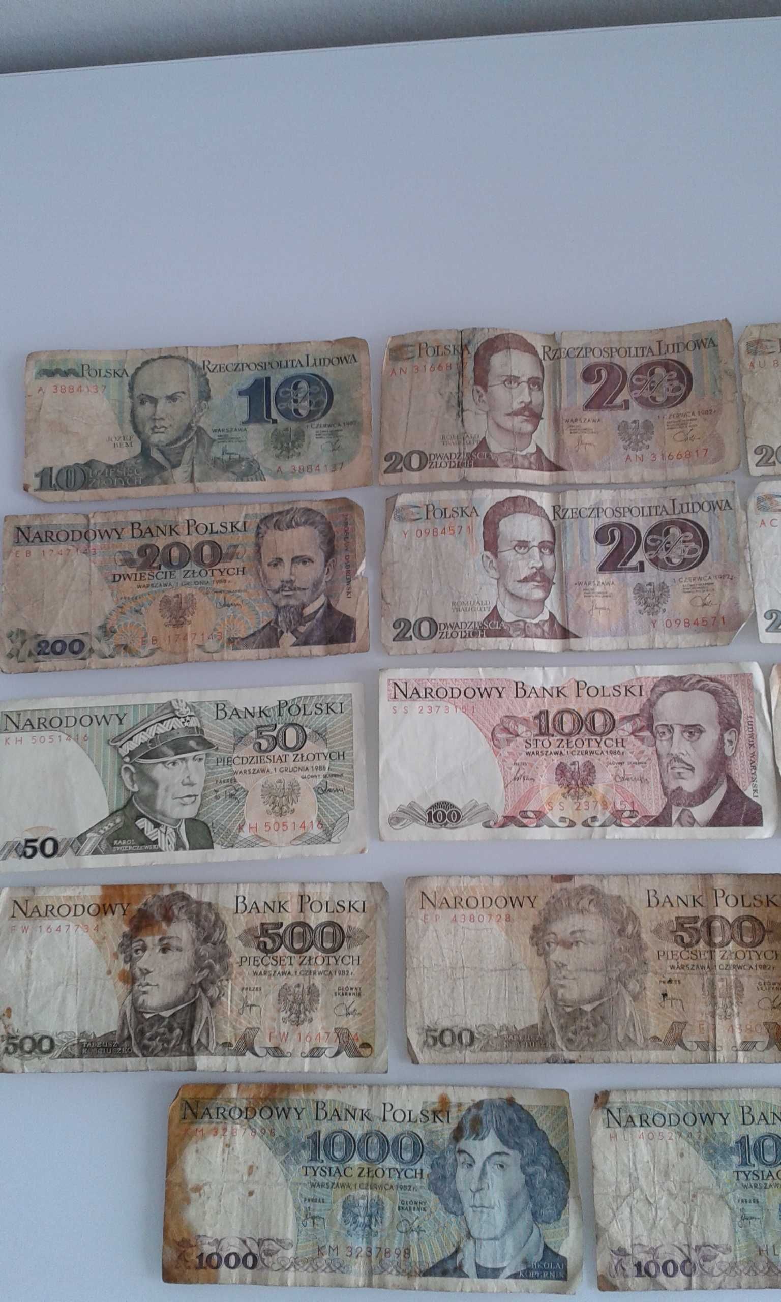 Banknoty Polskie z 1982 , 1985 i 1998 r.