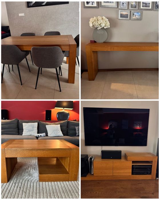 Komplet dębowych mebli do salonu