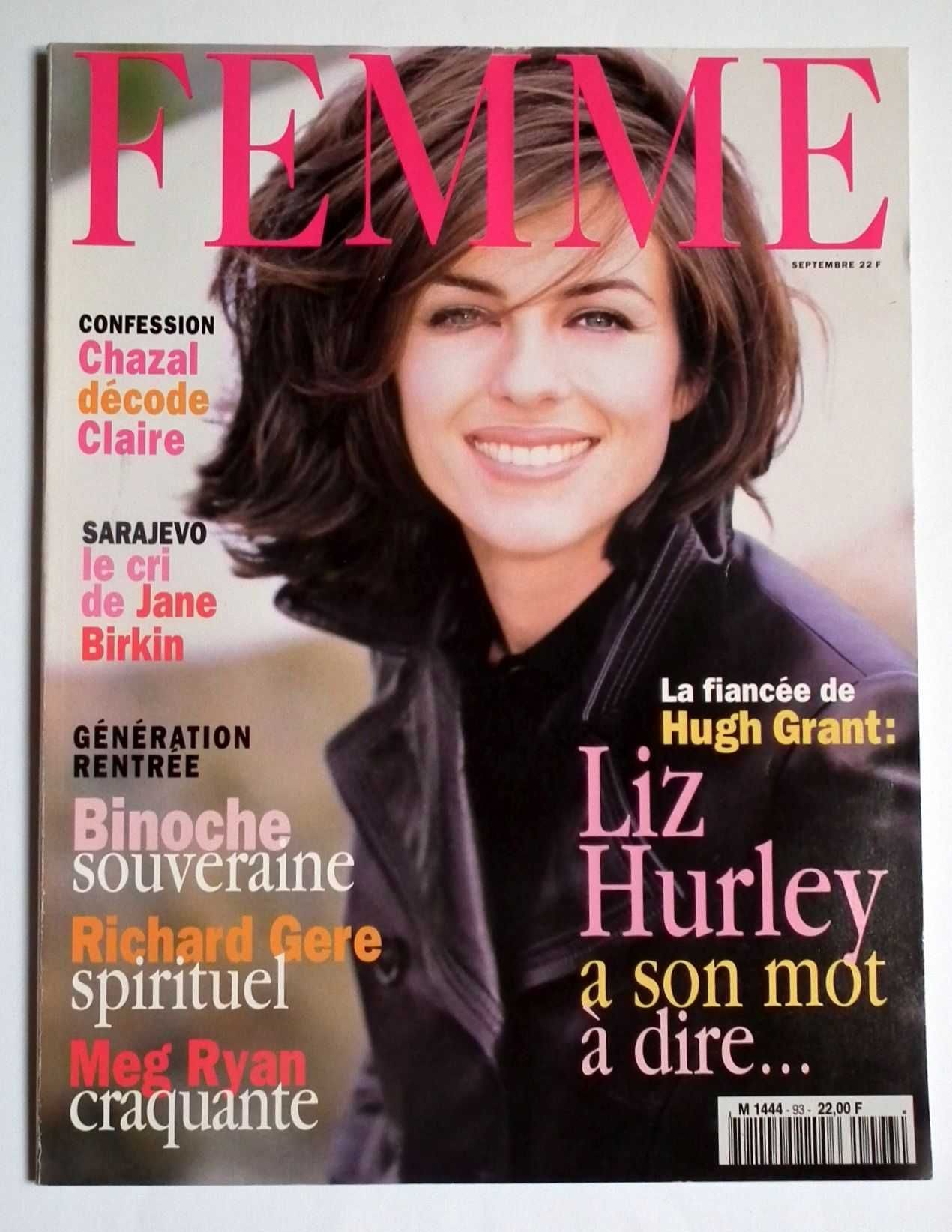 Revista Femme, n.º 93, Setembro de 95, capa Liz Hurley. Envio grátis.