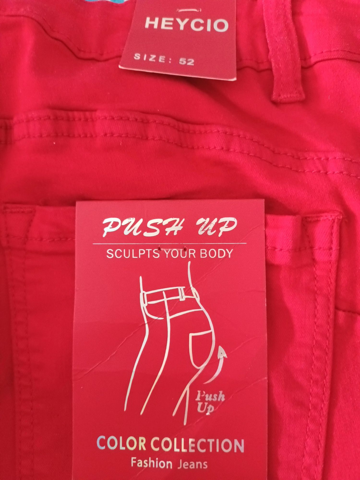 Nowe elastyczne spodnie damskie,.push up, rozm.52, czerwone!